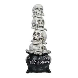 38 in. Halloween Stacked Skulls Cauldron
