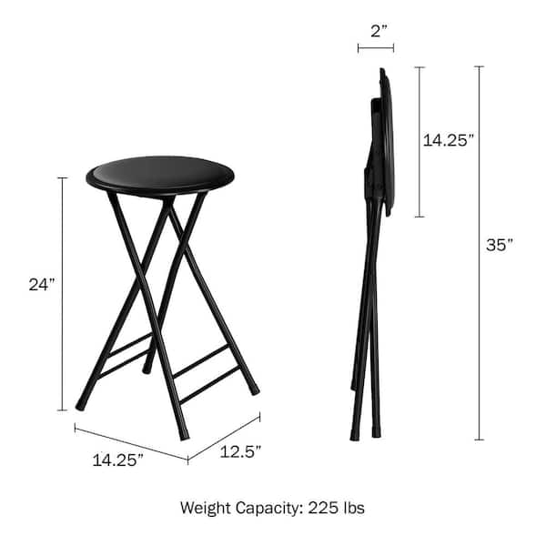 Lavish Home 24 in. Black Cushioned Portable Folding Stool Lavish Home 24 in. Black Cushioned Portable Folding Stool