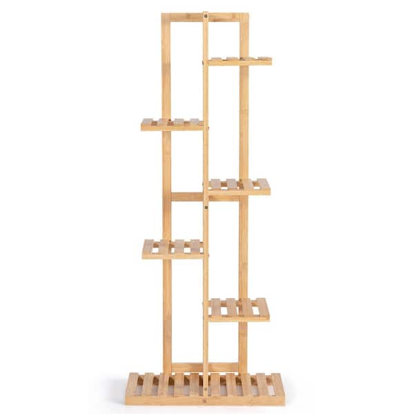 Costway 6 Tier 7 Potted Plant Stand Rack Bamboo Wood Display Shelf for Patio Yard