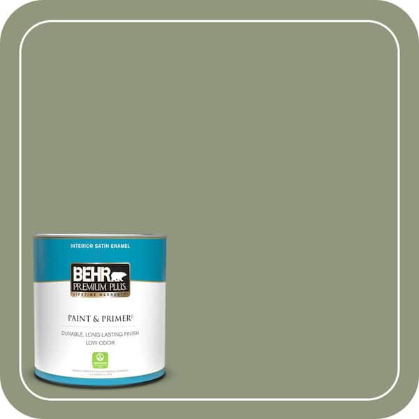 BEHR PREMIUM PLUS 1 qt. #ECC-63-1 Autumn Sage Satin Enamel Low Odor Interior Paint & Primer