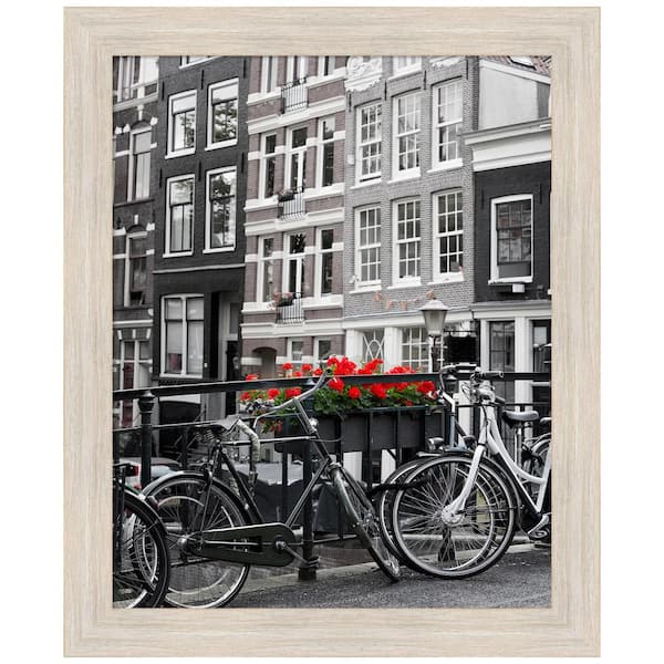Amanti Art Hardwood Whitewash Narrow Wood Picture Frame Opening Size 16 x 20 in.