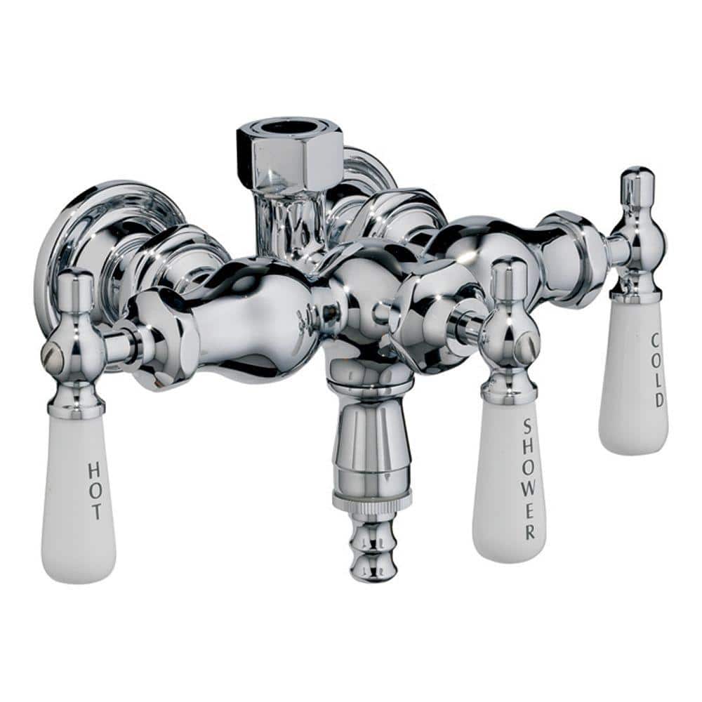 Polished Nickel Wall Mounted Clawfoot Tub Faucet with Diverter