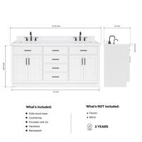 Hepburn 72 in. W x 22 in. D x 36 in. H Double Sink Freestanding Bath Vanity in White with Carrara Quartz Top