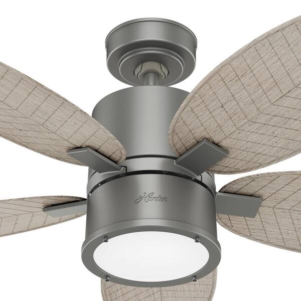 Hunter Amaryllis 52 in. Indoor/Outdoor Matte Silver Ceiling Fan with Light  and Remote Control 51192 - The Home Depot