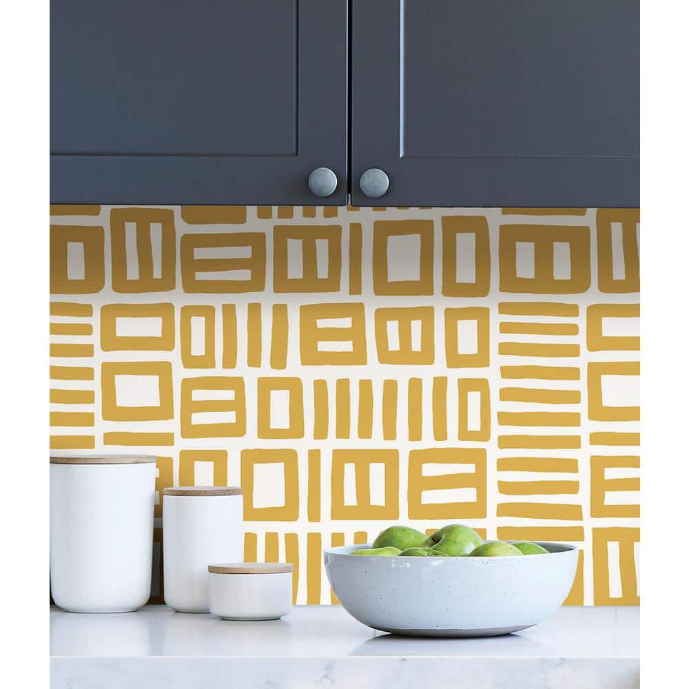 Yellow Geometric Self-Adhesive Peel & Stick Wallpaper Roll
