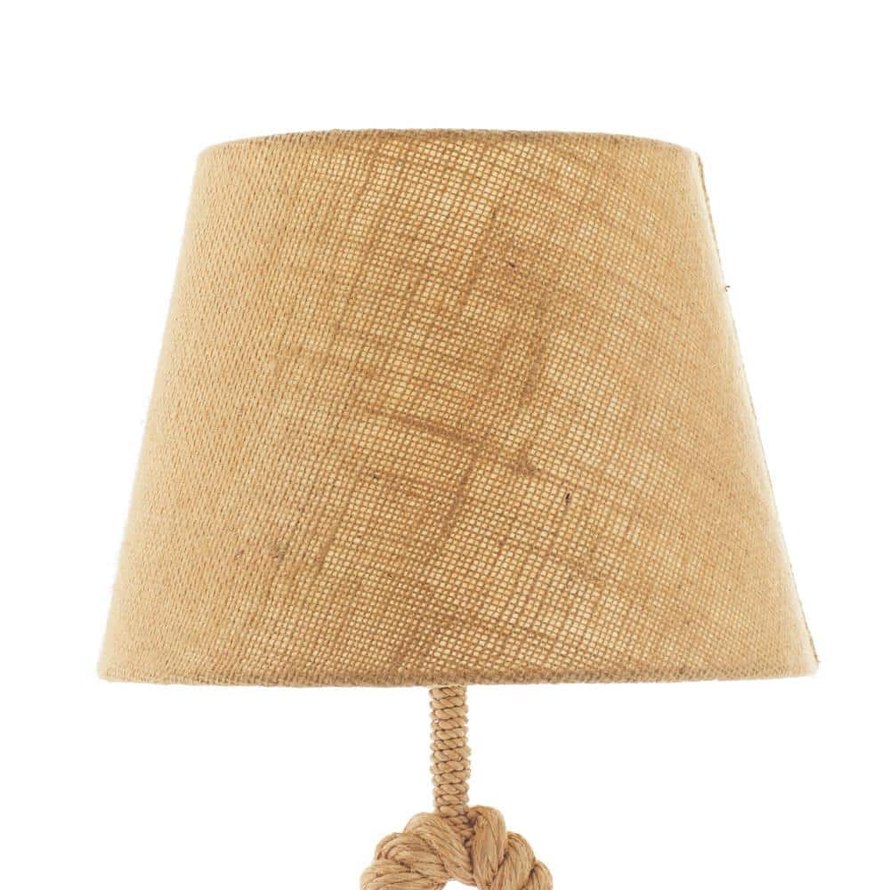 Rustic Brown Twisted Rope Table Lamp with Fabric Shade