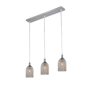 Emili 61 in. 3-Light Indoor Silver Linear Pendant Light with Light Kit