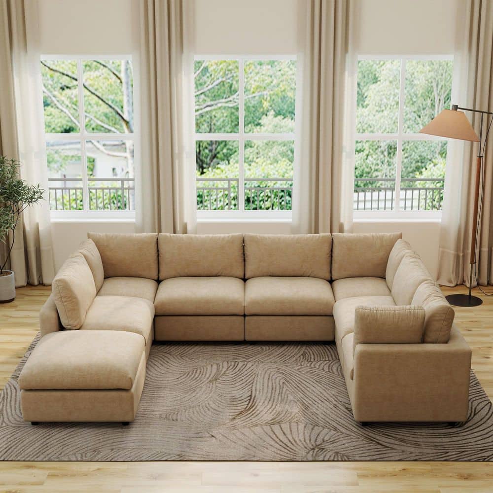 Magic Home Modular Cloud Couch, 134 in. Square Arm Chenille U