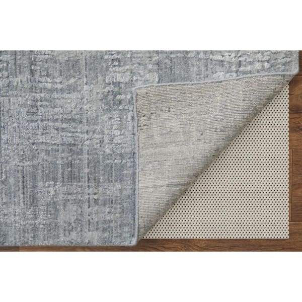 3 ft. x 5 ft. Light Blue, Silver Abstract Area Rug