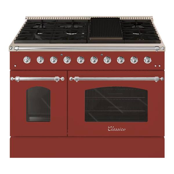Hallman CLASSICO 48 in. 8 Burner Freestanding Double Oven Gas Range with LP Gas Stove and Gas