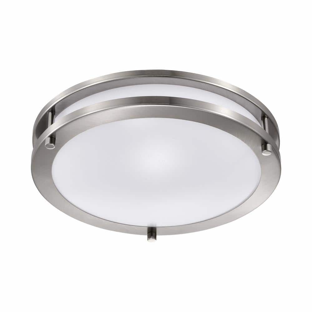 11.75" Brushed Nickel LED Flush Mount with White Diffuser