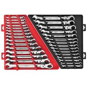 144-Position Flex-Head Ratcheting Combination Wrench Set SAE and METRIC (30-Piece)