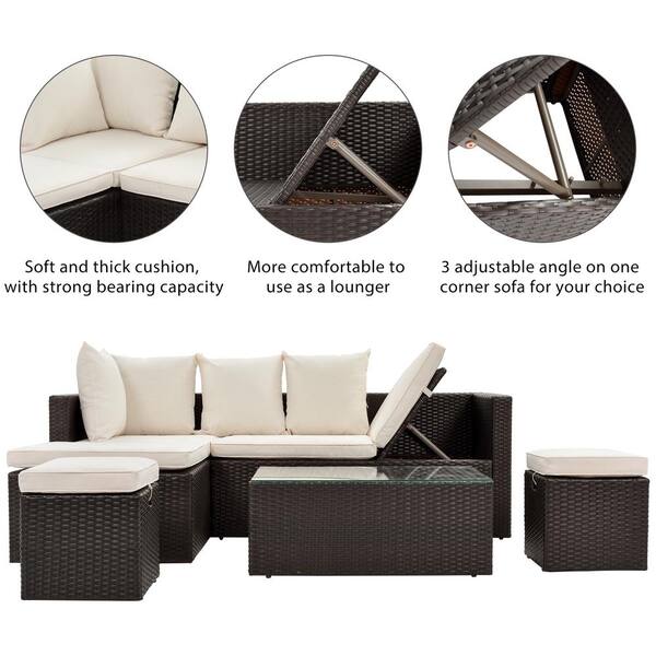 rattan angled corner sofa