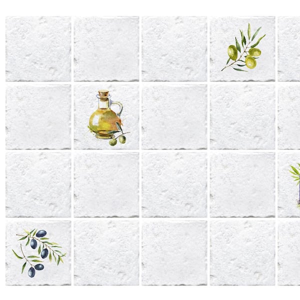 Dundee Deco 3D Falkirk Retro III 36 in. x 24 in. Green Yellow Faux Tile PVC Decorative Wall Paneling (10-Pack)