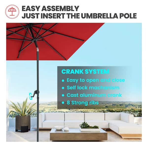 10 ft round patio umbrella 10Ft Solar Powered LED Patio Umbrella Outdoor round Umbrella Large Can   SpaChemGuy