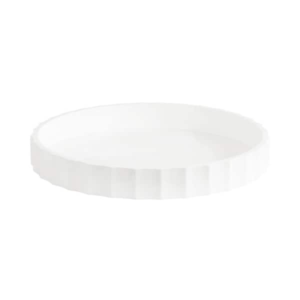Lissi White Round Wooden 16 in. Decorative Tray