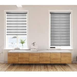 Gray Polyester 27 in.W x 72 in.L Light Filtering Cordless Zebra Fabric Roller Shades