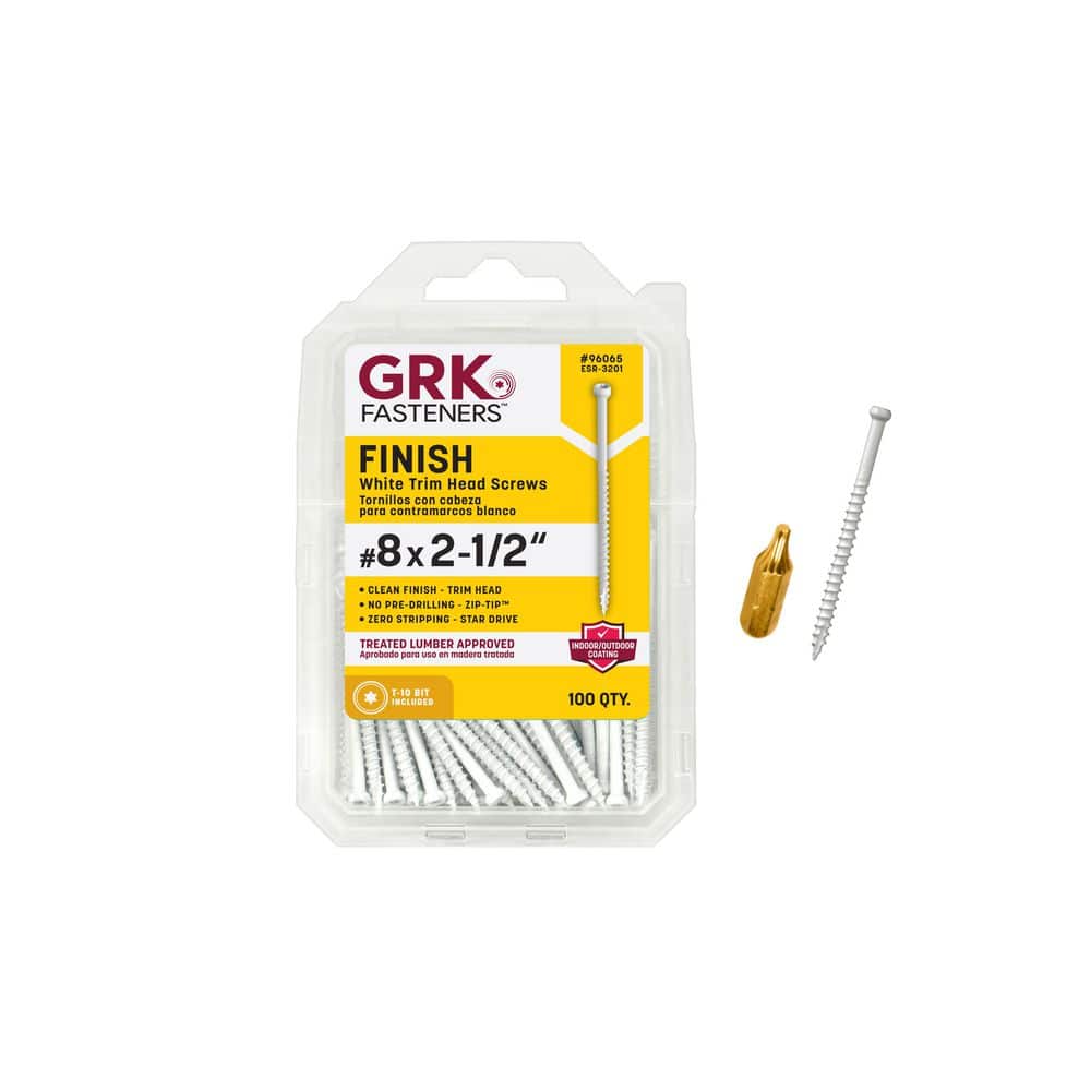 GRK Fasteners #8 x 2-1/2 in. Star Drive Trim-Head White Trim Screw