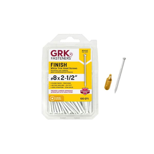 GRK Fasteners #8 x 2-1/2 in. Star Drive Trim-Head White Trim Screw