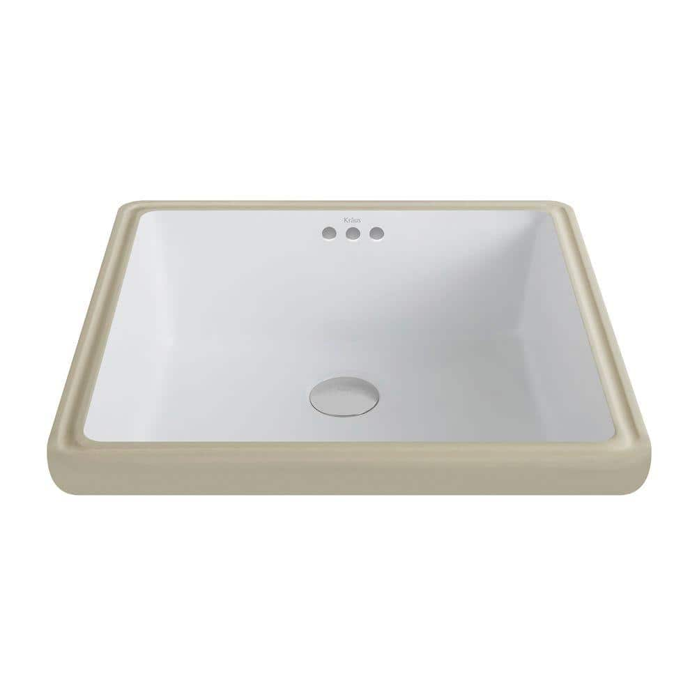 Kraus Elavo Square Ceramic Undermount Bathroom Sink In White With Overflow Kcu 231 The Home Depot