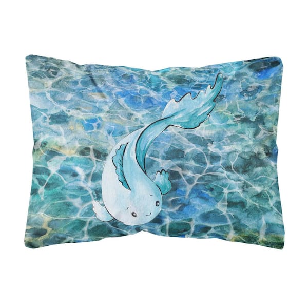 Caroline's Treasures 12 in. x 16 in. Multi-Color Lumbar Outdoor Throw Pillow Blue Fish