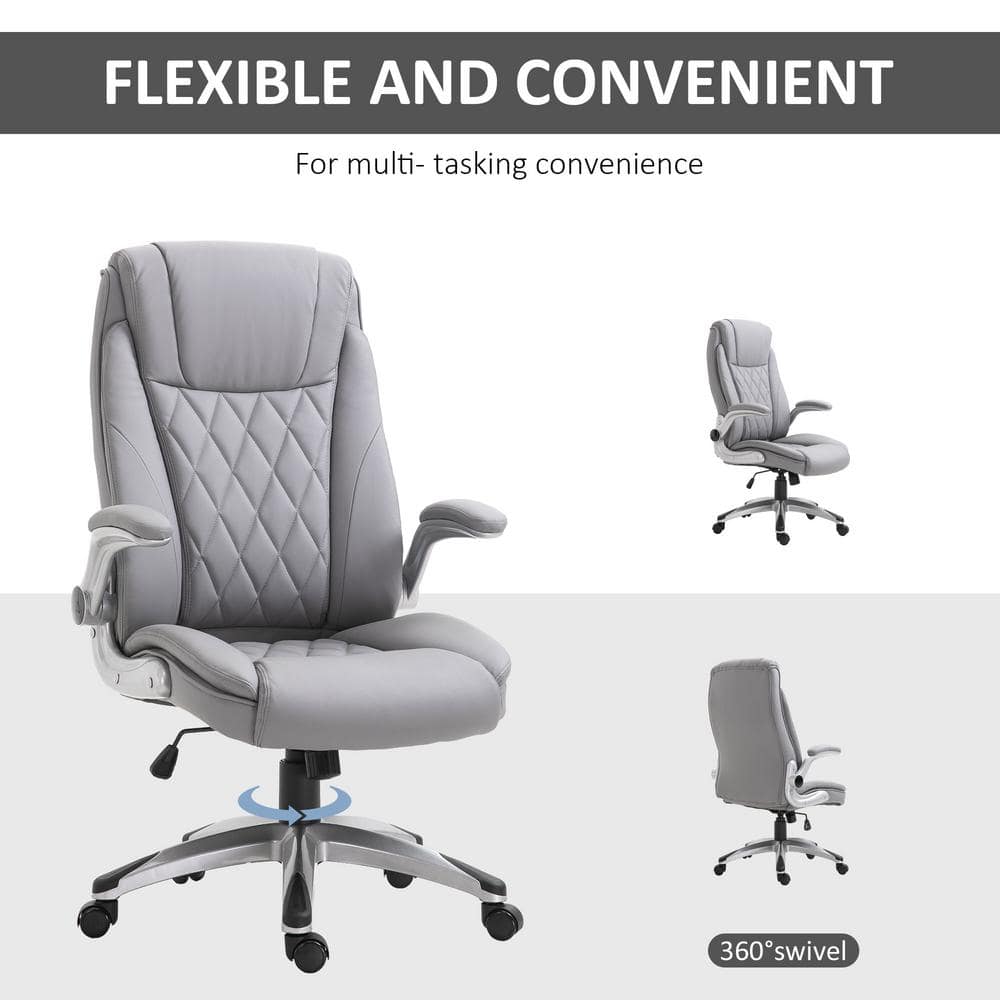 Gray Luxe Ergonomic High-Back Swivel Office Chair with Adjustable Arms