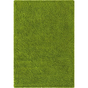 Solid Shag Grass Green 4 ft. x 6 ft. Area Rug
