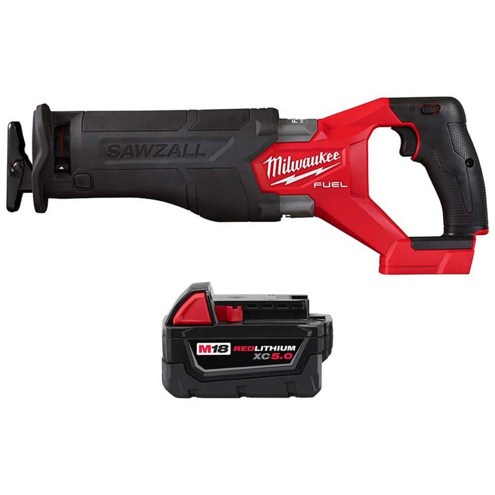 Milwaukee M18 FUEL GEN-2 18V Lithium-Ion Brushless Cordless SAWZALL  Reciprocating Saw w/5.0ah Battery 2821-20-48-11-1850 The Home Depot