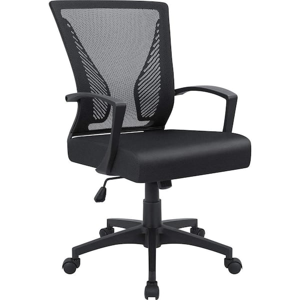 Home Office Chair Mesh Desk Chair Computer Chair with Lumbar Support Flip  Up Arms Ergonomic Chair Adjustable Swivel Rolling Executive Mid Back Task