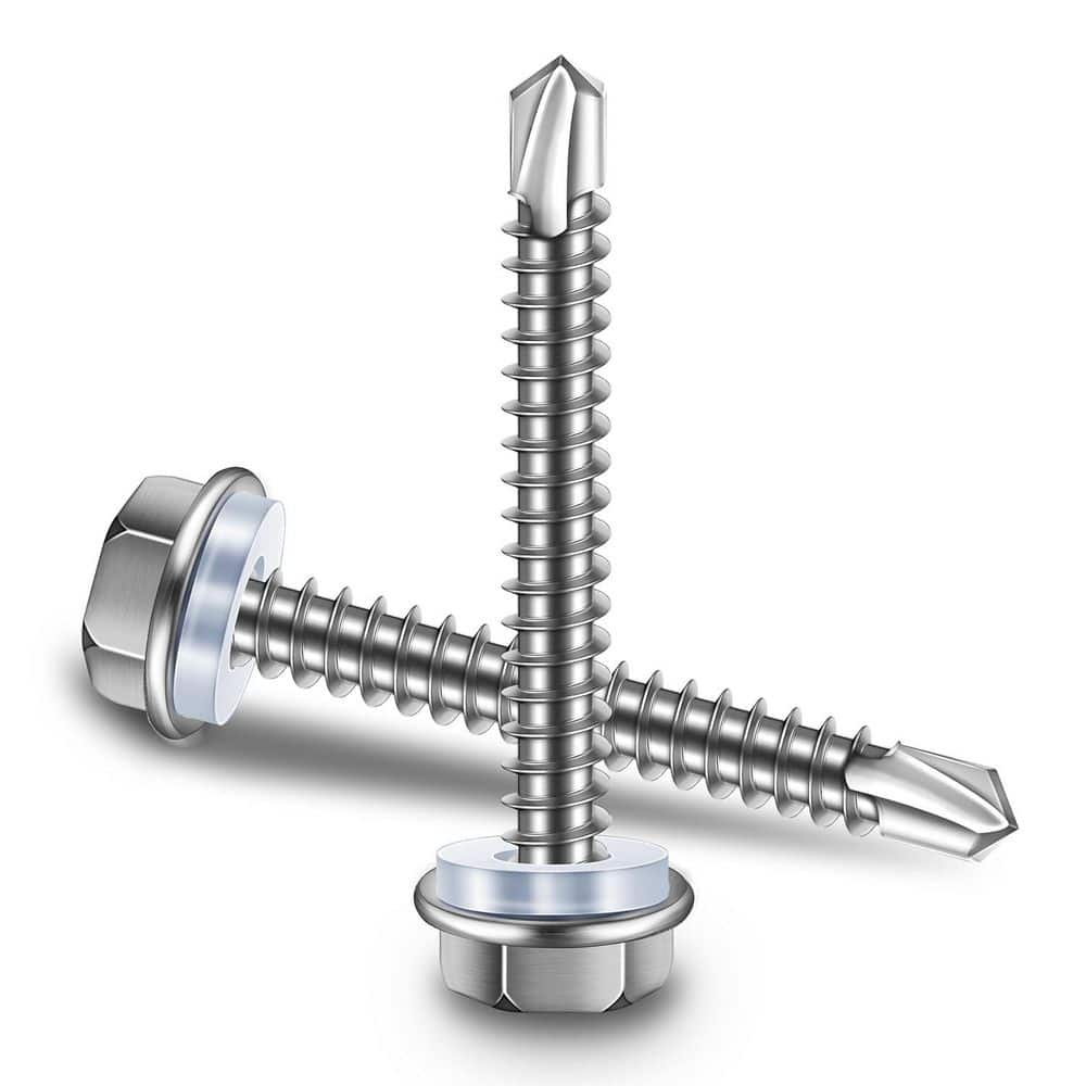 "#10 x 1-1/2 in. Silver Hex Button Head Self Drilling Sheet Metal Screw (50-Pack)" price history on PriceWatchPro