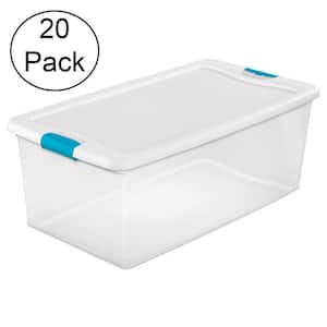106 Qt. Clear and Blue Stackable Latching Storage Box Container (20-Pack)