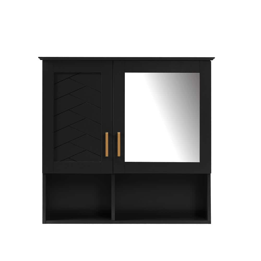 36 in. W x 28.7 in. H Black Rectangular MDF Medicine Cabinet with Mirror price history on PriceWatchPro