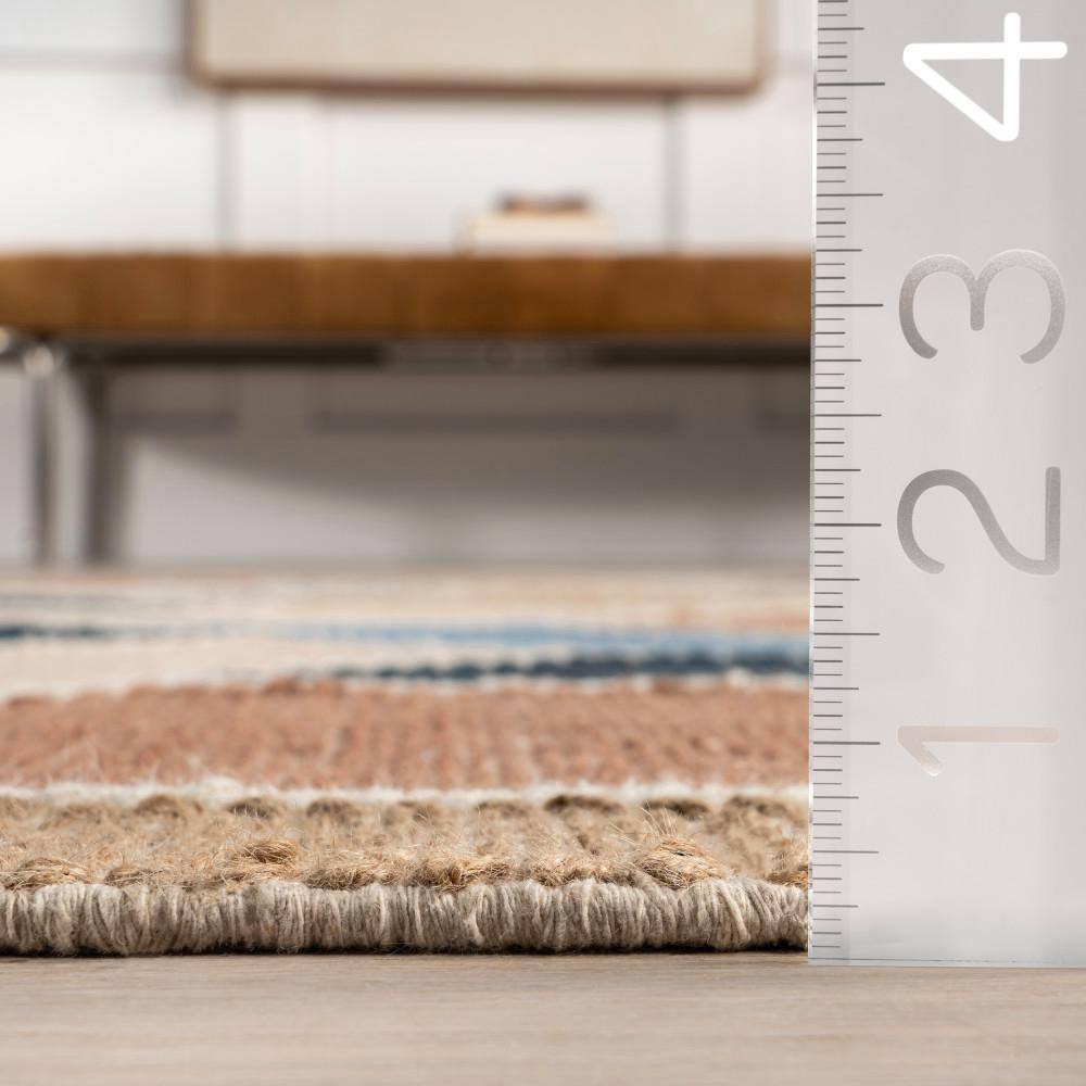 Rhea Blue and Beige Wool Cotton 5' x 8' Geometric Area Rug
