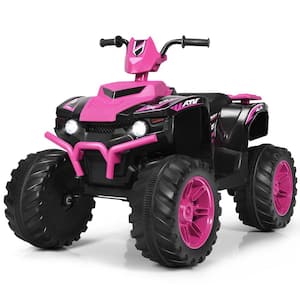 12-Volt Electric Kids Ride On Car ATV 4-Wheeler Quad with Music LED Light Pink