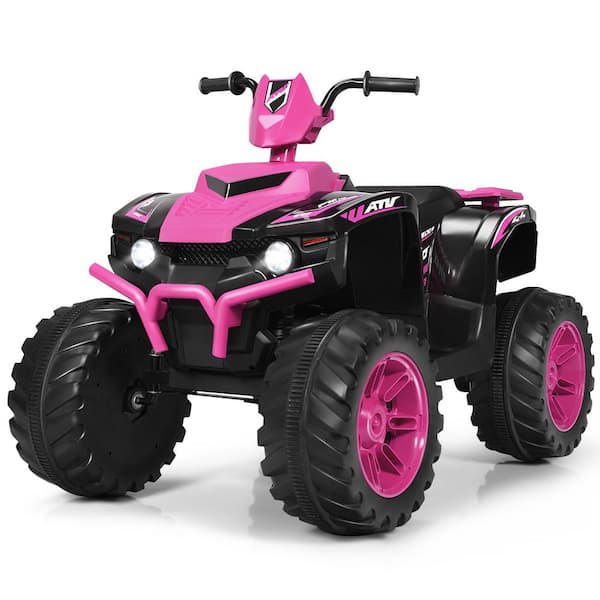 Gymax 12-Volt Electric Kids Ride On Car ATV 4-Wheeler Quad with Music LED Light Pink