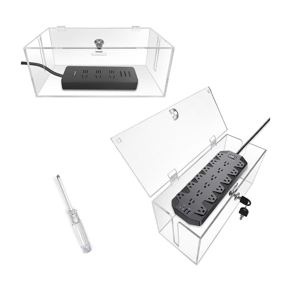 Acrylic Series Medium Large Cable Management Box Cord Organizer Transparent Cable Storage Home Office 2pcs price history on PriceWatchPro