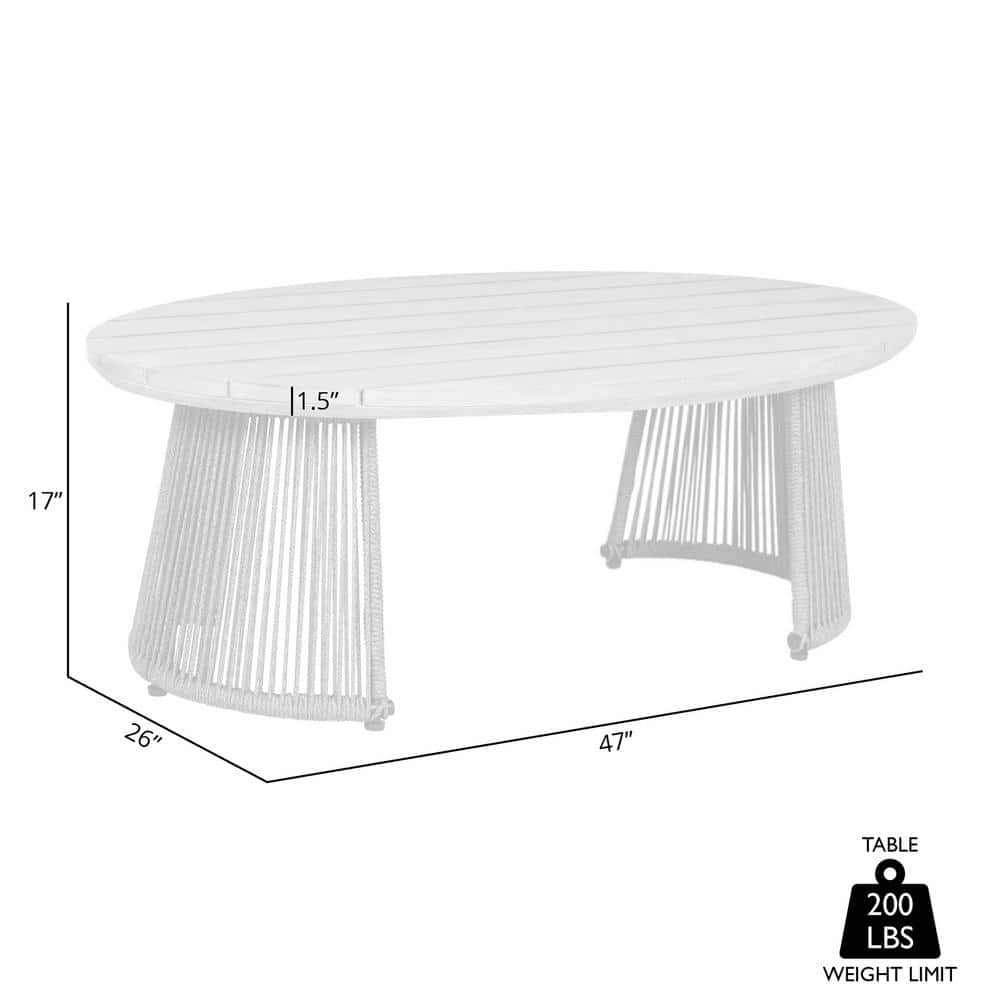 Benicia 47'' Weathered Eucalyptus and Gray Rope Outdoor Coffee Table