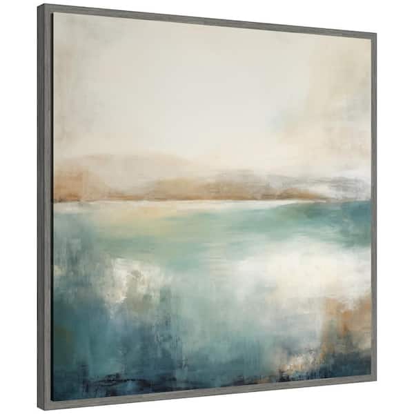 Kate and Laurel Sylvie Abstract Calming Lake Landscape by the Creative Bunch Studio Framed Art Print 30 in. x 30 in.