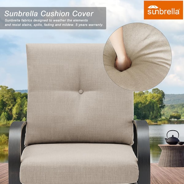 Sunbrella Canvas Natural Large Outdoor Replacement Club Chair Cushion Set w/ Piping by BBQGuys - AMSUN-CC105-PLG