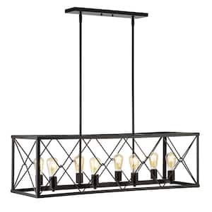 Galax 39 in. 8-Light Oil Rubbed Bronze Adjustable Iron Farmhouse Industrial LED Pendant