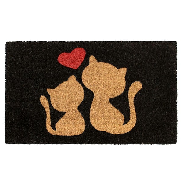 RugSmith Red Cats Love 18 in. x 30 in. Doormat