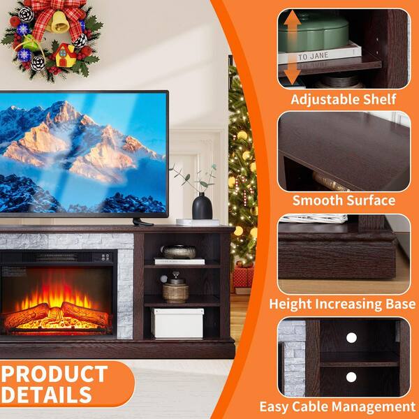 ToolCat 70 in. Freestanding Electric Fireplace TV Stand with 23 in