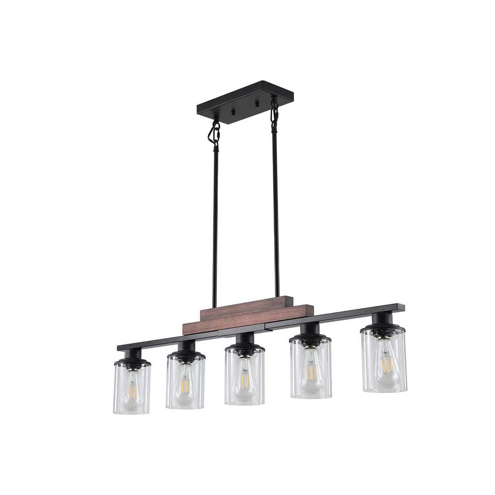 Modern 5-Light Pendant Light with Clear Glass Shades in Bronze for Dining Room and Kitchen Island (No Bulbs Included) price history on PriceWatchPro