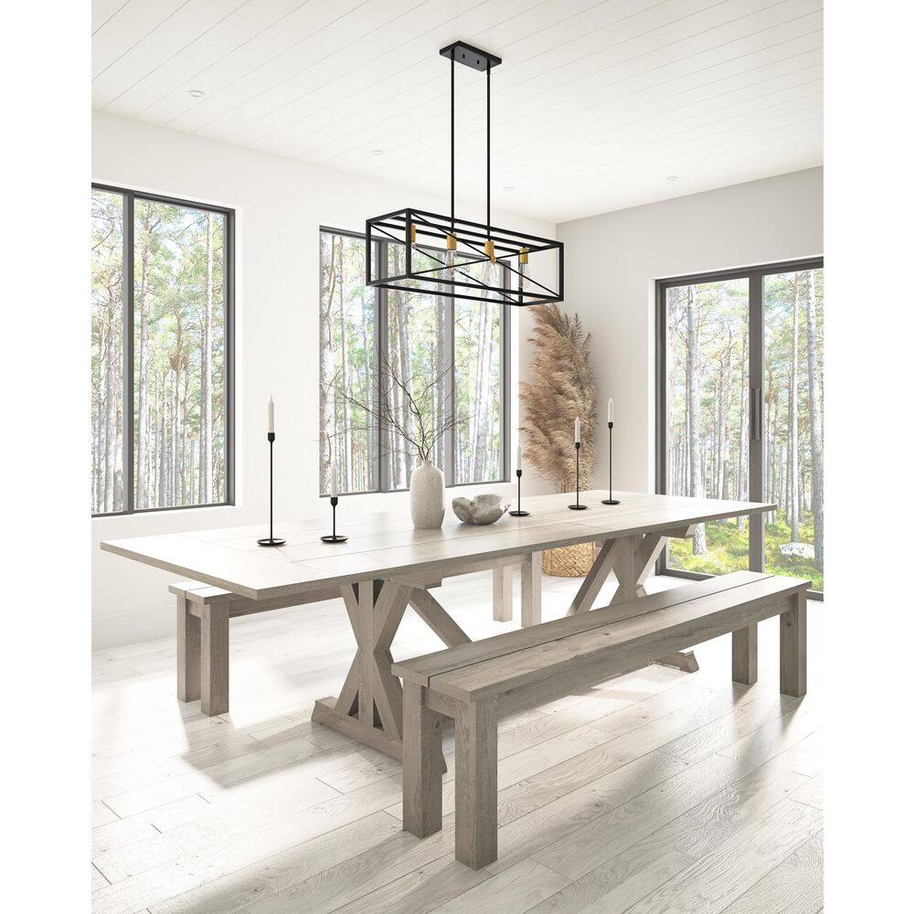 Matte Black Metal 4-Light Kitchen Island Pendant