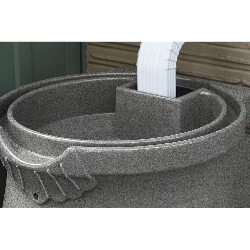 Light Granite 50 Gallon Plastic Rain Barrel with Planter