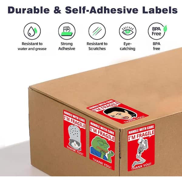 Funny Fragile Stickers with Humorous Designs for Shipping and