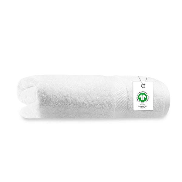 Delara 1-Piece White Solid 100% Organic Cotton Luxuriously Plush Bath Sheet