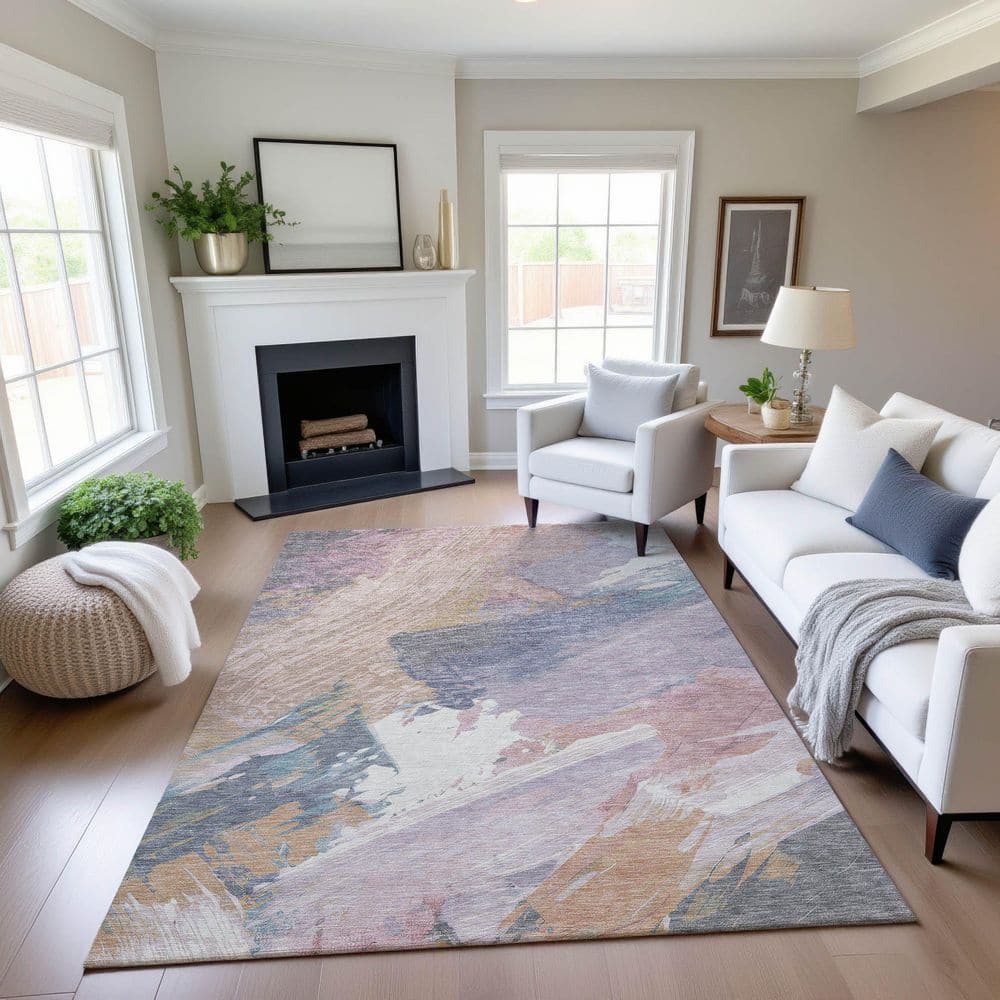 Mayfield Premium Machine Washable Abstract AMF1511 Pink 3 ft. x 4 ft. Area Rug price history on PriceWatchPro