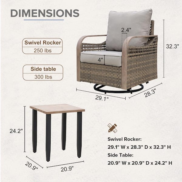 COOS BAY 3-Piece Brown Wicker Outdoor Conversation Set