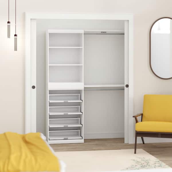ClosetMaid Mosaics 61.53 in. W White 9-Shelf 2-Hang Rod Wood